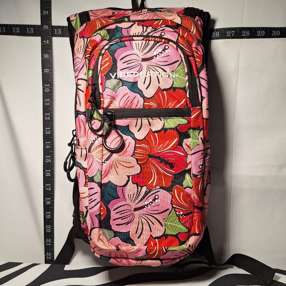 Vibedration Hydration Backpack w/o bladder - pink red floral - USED